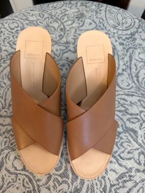 Dolce Vita Lida Brown Leather Crisscross Wedge